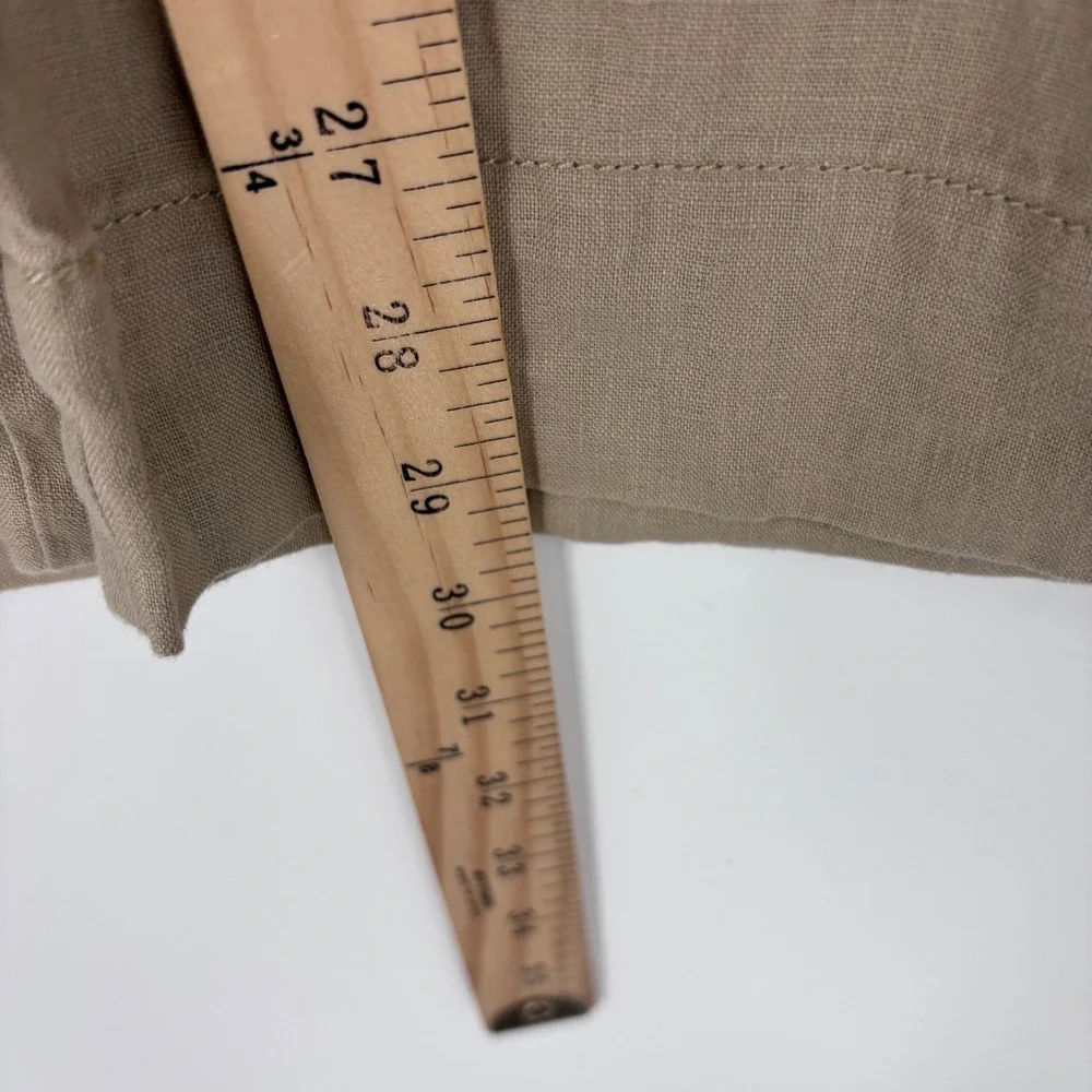 Everlane The Linen Way High Pants Womens 12  Tan European Linen Wide Leg Coastal